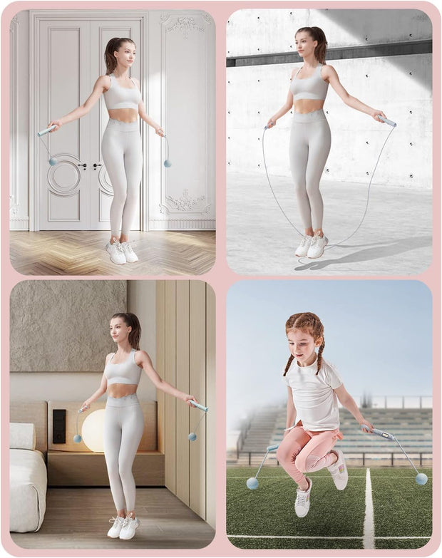 YOTTOY Skipping Ropes for Adults -Cordless Counter Jump Rope with Large Cordless Ball-Weighted Jump Rope for Women with LCD Display