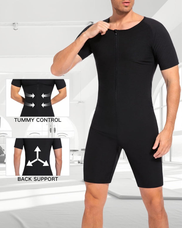 Sauna Suit for Men 3 in 1 Slimming Full Body Sauna Jumpsuit Mens Waist Trainer for Workout