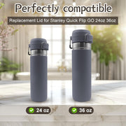 Replacement Lid for Stanley Quick Flip GO, Top Cover Compatible with Stanley Cup 24oz 36oz, One Button Water Bottle Cap for Stanley Quick Flip GO, Leakproof, BPA-Free (Dark Gray)