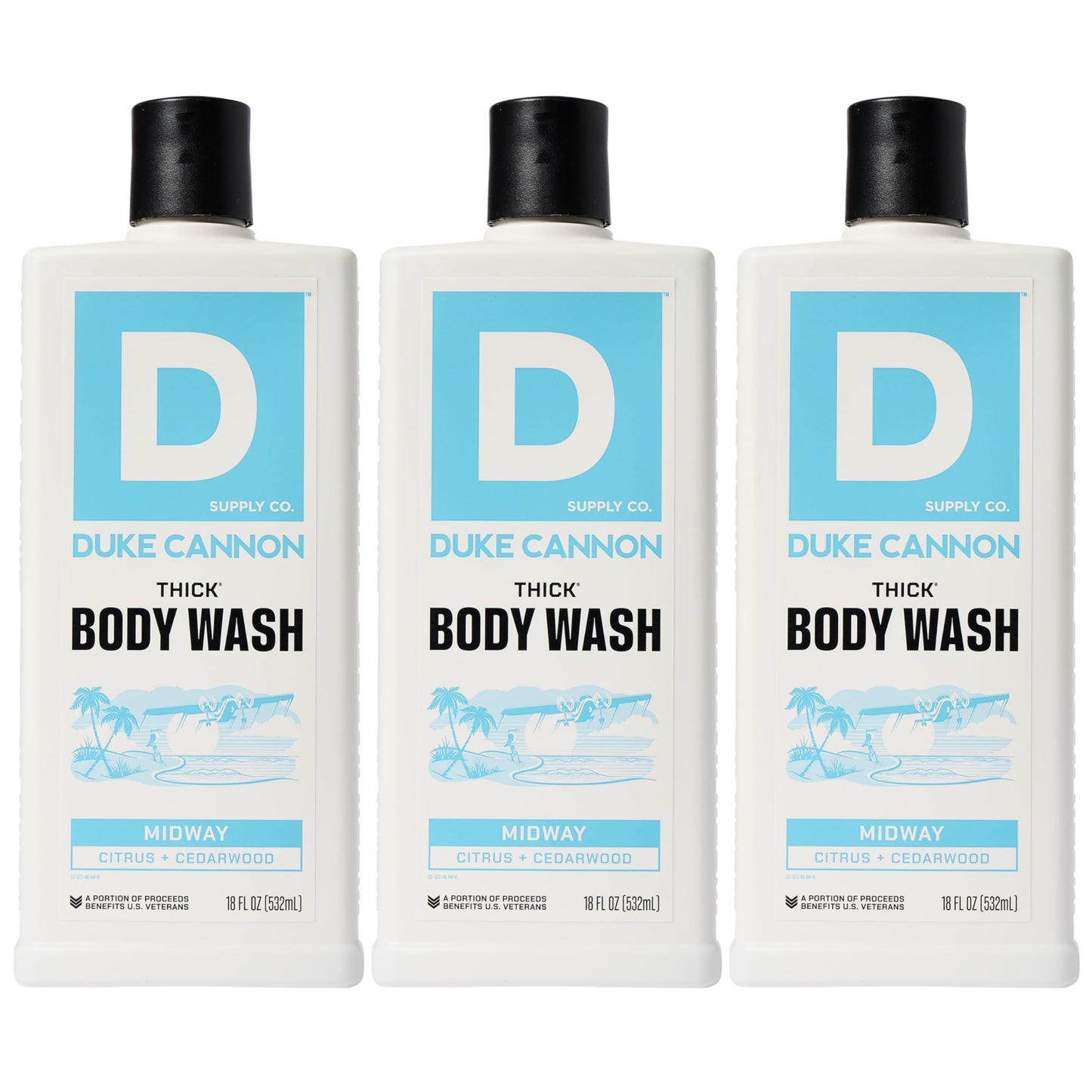 Duke Cannon Thick High Viscosity Body Wash - Sawtooth, Alpine Air and Cedarwood Scent, 17.5 oz (Pack of 3)