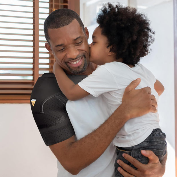 Shoulder Brace - Support & Injury Prevention Brace- Joint Pain Releaser- Shoulder Compression Wrap Strap - Adjustable Injury Accessories for Shoulders - Premium Quality Strap by FIGHTECH (Pink, L-XL)