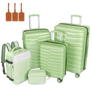 Lightweight Luggage with Spinner Wheels & YKK Zipper, 3-Piece Travel Suitcase ABS+PC Hardshell Luggage Set with TSA Lock, Light Avocado Green (20+24+28 inch)