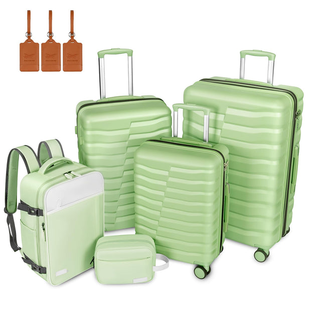 Lightweight Luggage with Spinner Wheels & YKK Zipper, 3-Piece Travel Suitcase ABS+PC Hardshell Luggage Set with TSA Lock, Light Avocado Green (20+24+28 inch)