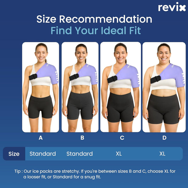 REVIX Shoulder Ice Pack Wrap for Rotator Cuff and Arm, Reusable Gel Cold Wrap with Compression for Targeted Area, Soothing Discomfort & Fatigue, Easy to Put On & Take Off, Flexible Fit for Men & Women