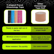 OK TAPE Precut Y-Shape Kinesiology Tape for Shoulder, Knee, Back, 10 Pcs, K Tape Strips, Provide Support & Relieve Discomfort, Water-Resistant Elastic Athletic Tape (3.5" x 10", Black)