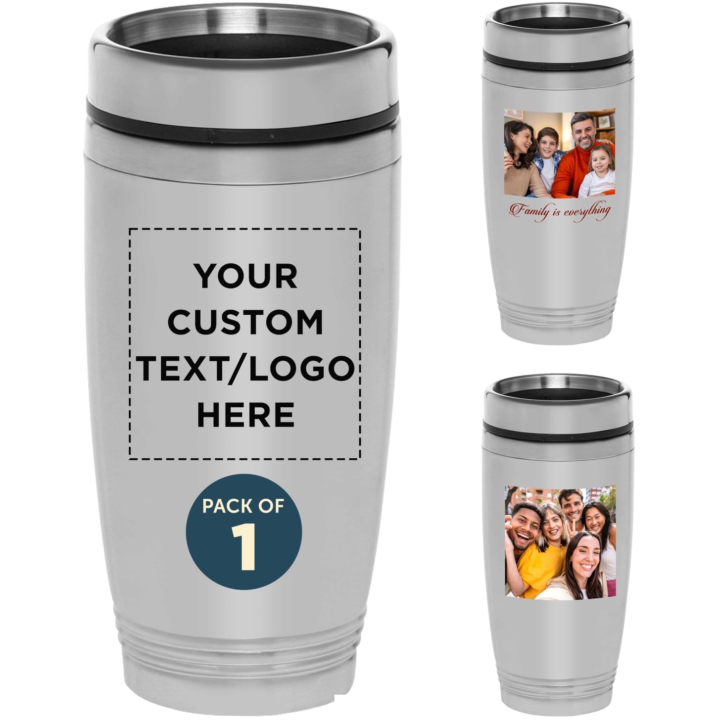 DISCOUNT PROMOS Custom Stainless Steel Tumblers 16 oz. Set of 12, Personalized Bulk Pack - Perfect for Coffee, Soda, Other Hot & Cold Beverages - Silver