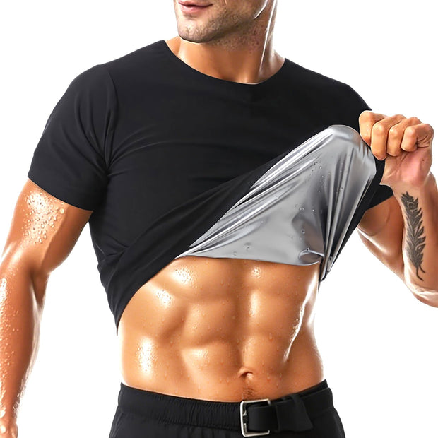 Sauna Shirt for Men Short Sleeve Mens Sauna Suit Sweat Body Shaper Compression Vest Gym Exercise Top