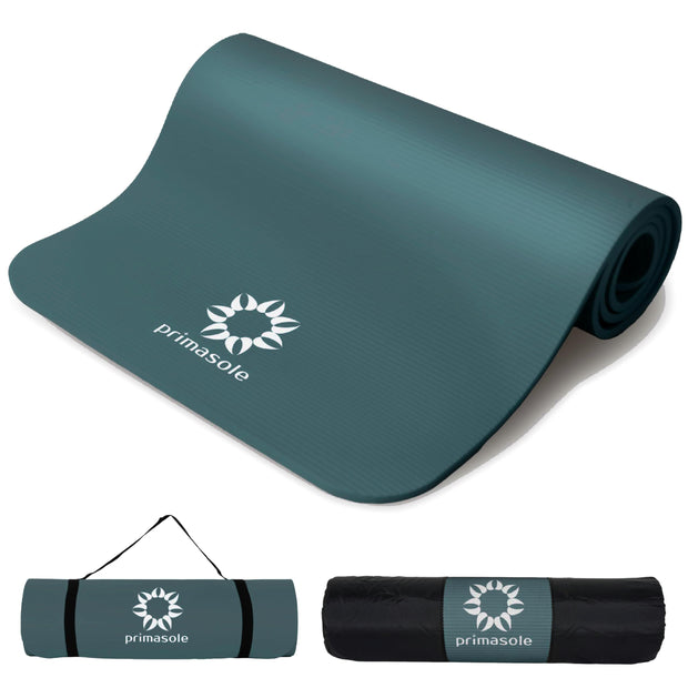 1/2-Inch Extra Thick NBR Yoga Mat with Enhanced Stability - Textured Design, Lightweight Mat with Carrying Strap & Case for Yoga, Pilates, Gym & Home Use (Multiple Colors)