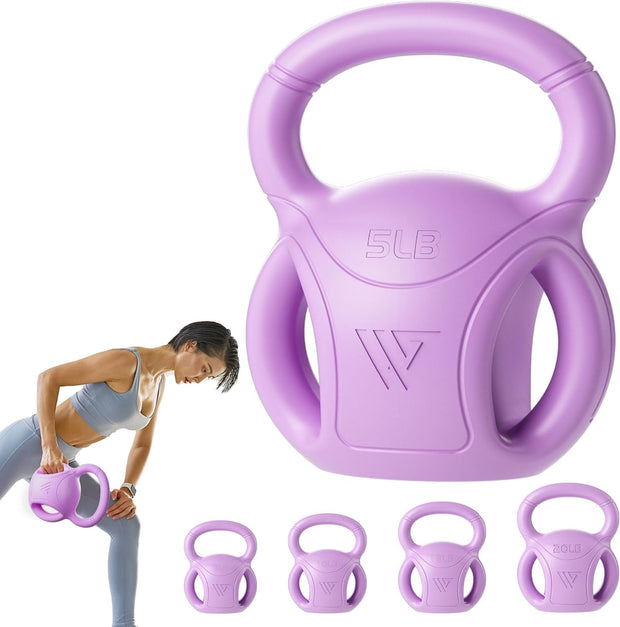RUNWE 3 Handle Kettlebells Weight - Weight for Women Options 5, 10, 15 and 20 LB for Russian Twists AB Exercise, Weightlifting and Core Fitness Exercise Home Gym [Single in Sold]