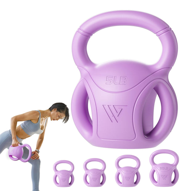 RUNWE 3 Handle Kettlebells Weight - Weight for Women Options 5, 10, 15 and 20 LB for Russian Twists AB Exercise, Weightlifting and Core Fitness Exercise Home Gym [Single in Sold]