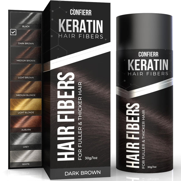 Keratin Hair Fibers for Men & Women - Fill In Fine or Thinning Hair, Instantly Thicker, Fuller Looking Hair (Black, 15g)