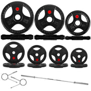 Olympic 2-Inch Cast Iron Barbell Set, 5FT/7FT Olympic Barbell with 85LB-255LB Weight Plates, Multiple Packages