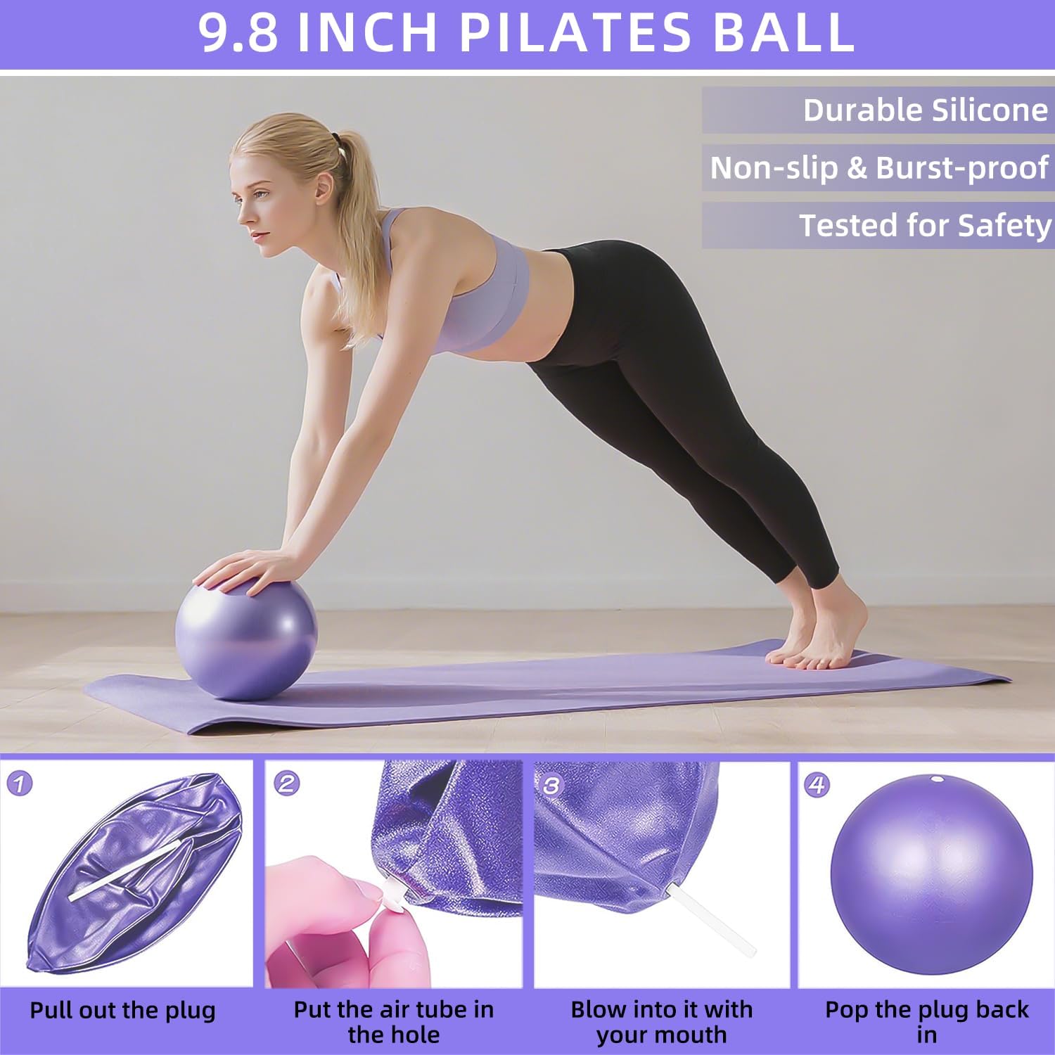 Pilates Ring and Ball Set for Women,Pilates Kit for Home Workouts,Includes Pilates Guide Manual, Magic Circle,Pilates Mini Ball,3PC Resistance Bands