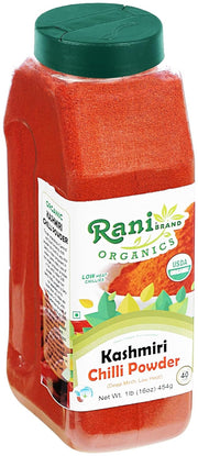 Rani Kashmiri Chilli Powder (Deggi Mirch, Low Heat) Ground Indian Spice 16oz (1lb) 454g PET Jar ~ All Natural | Salt-Free | Vegan | Kosher | Gluten Friendly