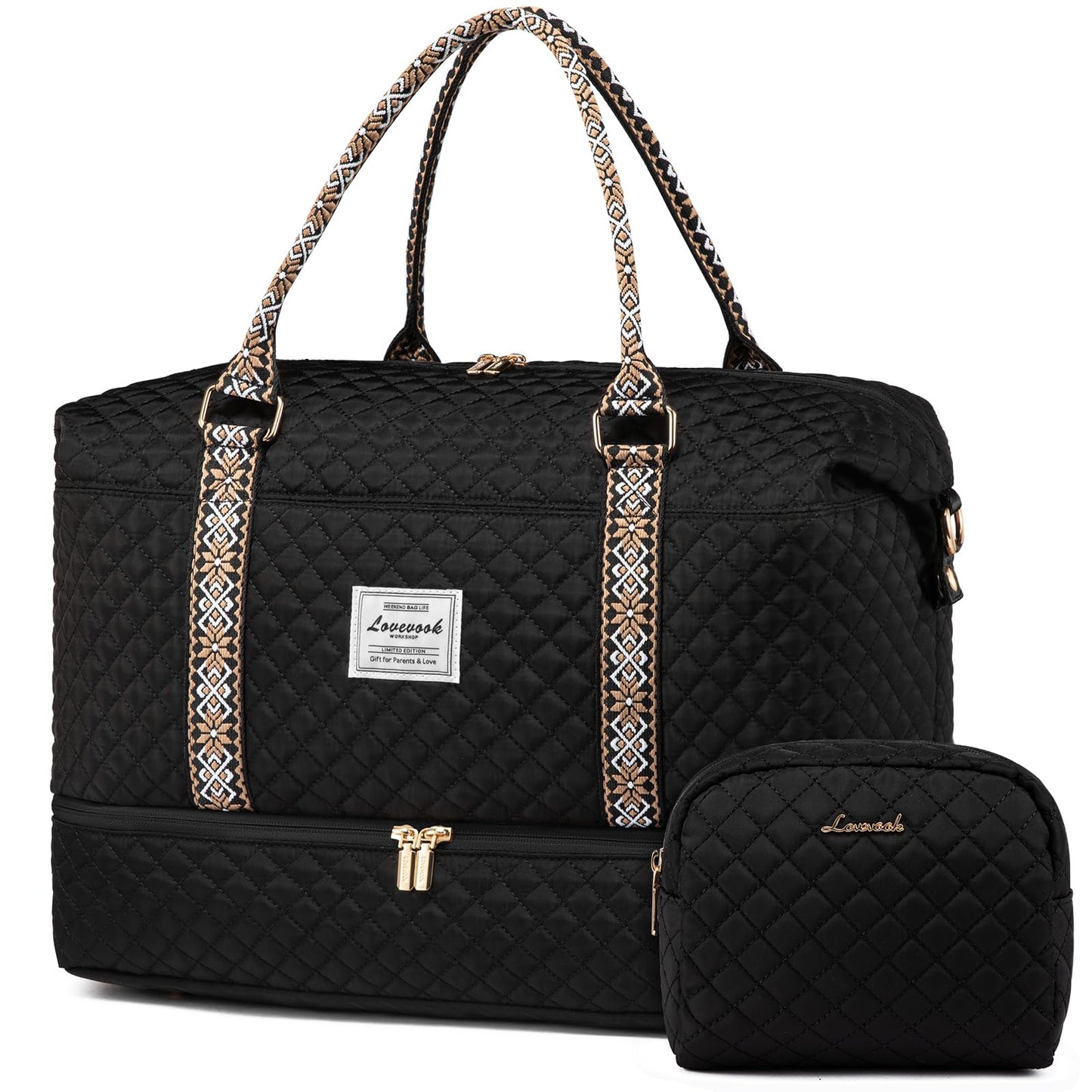 LOVEVOOK Travel Duffle Bag,Weekender Bags for Women with Shoe Compartment，Carry on Overnight Bag with Toiletry Bag,Gym Duffel Bag with Wet Pocket, Hospital Bags for Labor and Delivery