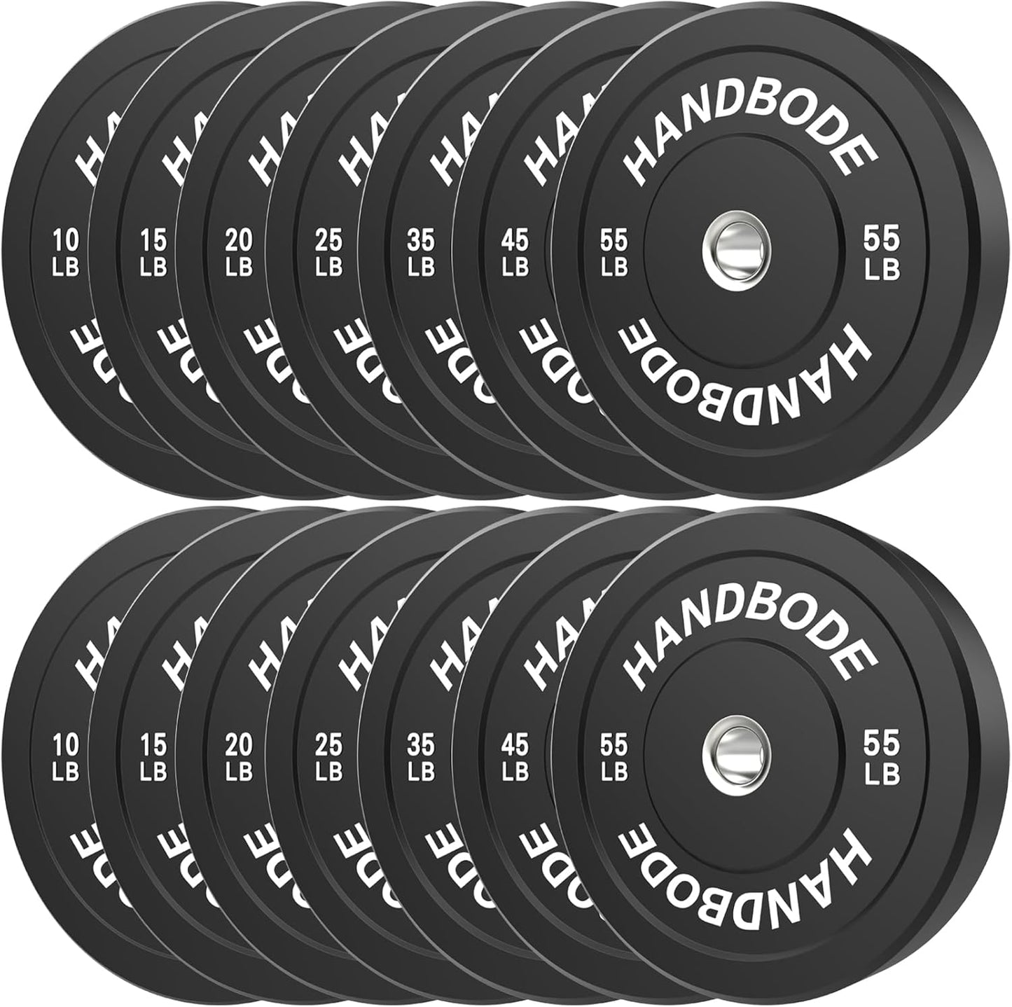 Bumper Plates 2 - Inch Olympic Weight Plate Set for Barbell, 10-55 lb Rubber Weights Sets for Home Gym, Strength Training Plate, Weight Lifting, Black