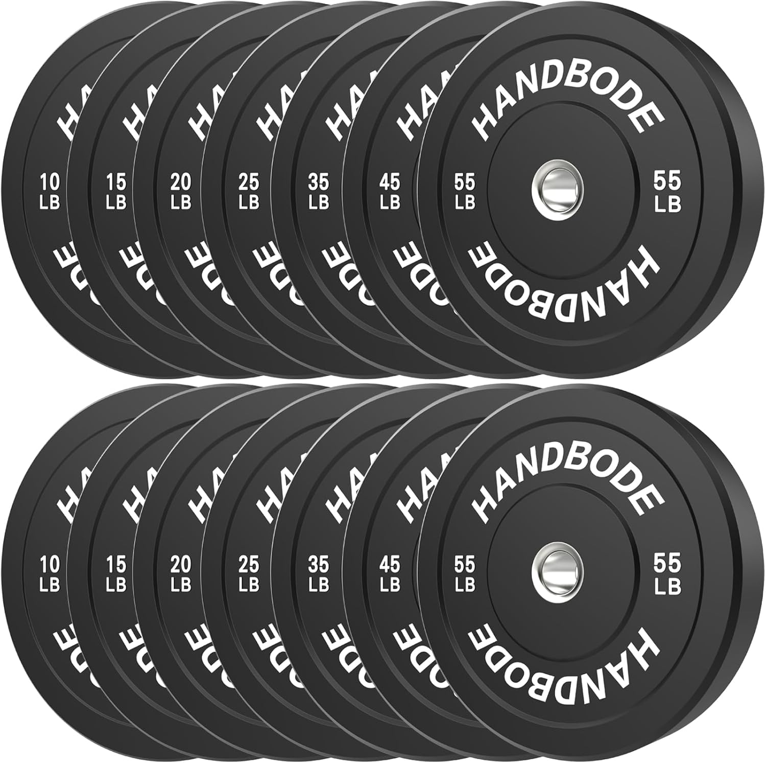 Bumper Plates 2 - Inch Olympic Weight Plate Set for Barbell, 10-55 lb Rubber Weights Sets for Home Gym, Strength Training Plate, Weight Lifting, Black