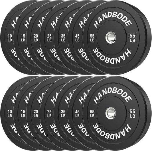 Bumper Plates 2 - Inch Olympic Weight Plate Set for Barbell, 10-55 lb Rubber Weights Sets for Home Gym, Strength Training Plate, Weight Lifting, Black