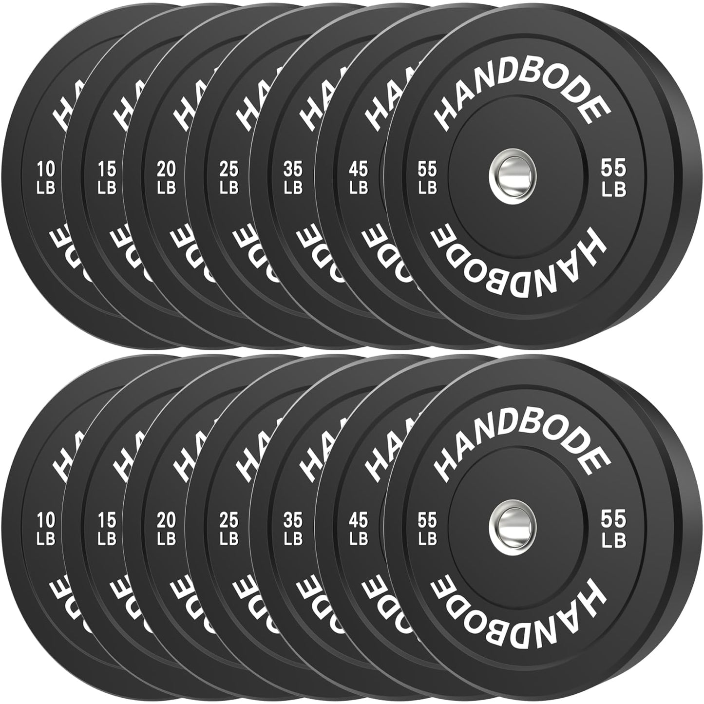 Bumper Plates 2 - Inch Olympic Weight Plate Set for Barbell, 10-55 lb Rubber Weights Sets for Home Gym, Strength Training Plate, Weight Lifting, Black