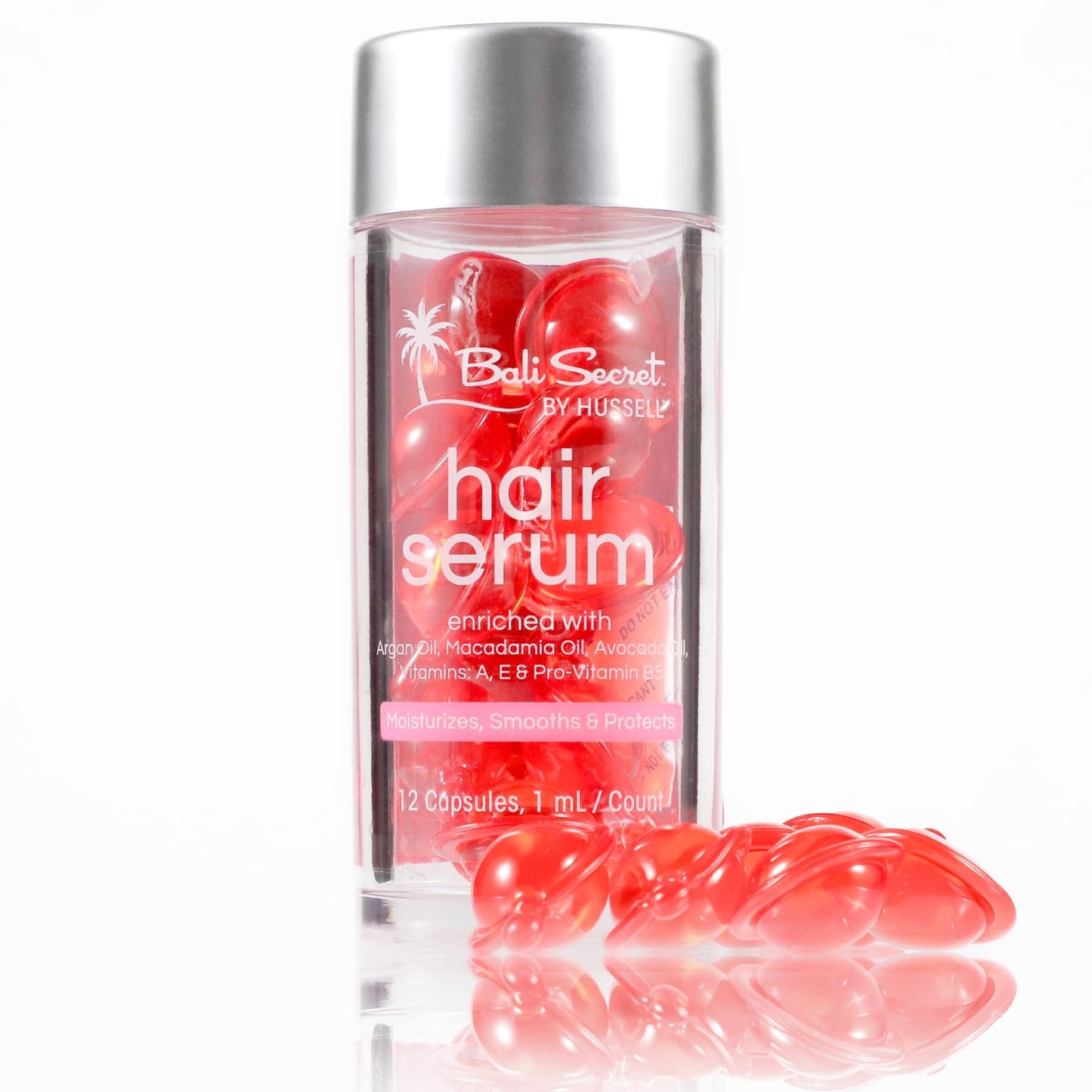Hussell Hair Treatment Serum Bali Secret - 40 Hair Care Capsules - No Rinse - With Argan Macadamia & Avocado Oils - Vitamins A, E, & Pro B5 - Conditioner for Women & Men