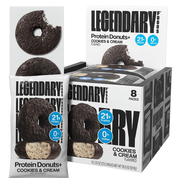Legendary Foods 22gr Protein Donuts - Glazed Vanilla 8x (2 Donuts per Pack), High Protein, Zero Sugar, Gluten Free and Low Carb, Keto Friendly Snack, Healthy Donut for GLP-1, Diabetic, Bariatric Diets