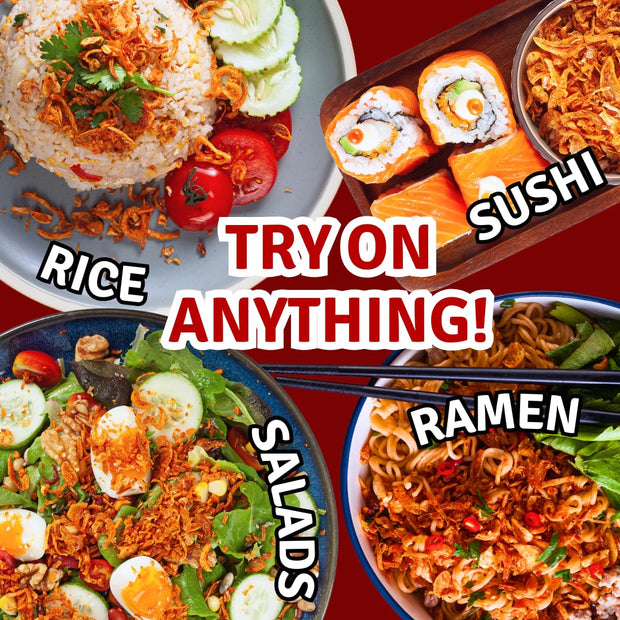 MaeMai Chili Crisp (MEDIUM HOT Spice) - Non-Oily Chili Crisp Topper, Rice Seasoning, Ramen Topper, Furikake, Umami Onion & Garlic Flakes | 4.41oz (125g) Resealable Bottle