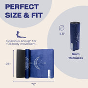 Yoga Mat 5mm Non Slip Suede & TPE - Eco-Friendly Fitness & Exercise Mat for Home Gym, Pilates, Hot Yoga, and Meditation - Lightweight Durable 72 x 24 inch Workout Mat for Women & Men