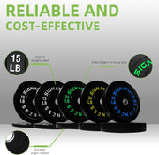 Olympic Barbell 2-Inch Rubber Bumper Plate Weight Set for Strength Training, Multiple Options