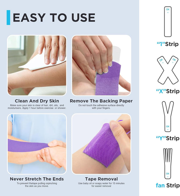 OK TAPE Kinesiology Tape Pre Cut Strips Bulk (150 PCS),Elastic Cotton Latex Free Hypoallergenic Athletic Tape Roll for Muscle Joint Knee,Waterproof k Tape 2in×10in/PCS