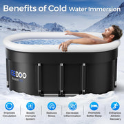Upgraded 132-Gal Oval Ice Bath Tub with Air Ring, Portable Multi-Layered Cold Plunge Tub - Foldable & Inflatable, with Lid, for Athletes & Adults,Ideal for Home, Gym & Outdoor Use