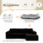 108" Modular Sectional Sofa Cloud Couch with Deep Seats, L Shape Memory Foam Couch with Chaise and Movable Ottoman, Sectional Couches for Living Room, Comfy Boneless Sofa No Assembly, Black