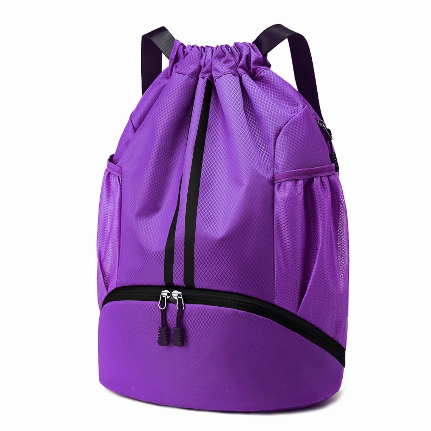 Hoedia Sports Drawstring Backpack - String Swim Gym Bag with Shoes Compartment and Wet Proof Pocket for Women&Men