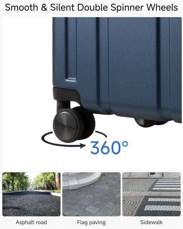 LUGGEX Carry On Luggage 22x14x9 Airline Approved, 100% PC Hard Shell Travel Suitcase with Smooth Spinner Wheels TSA Lock, 20 Inch, Black