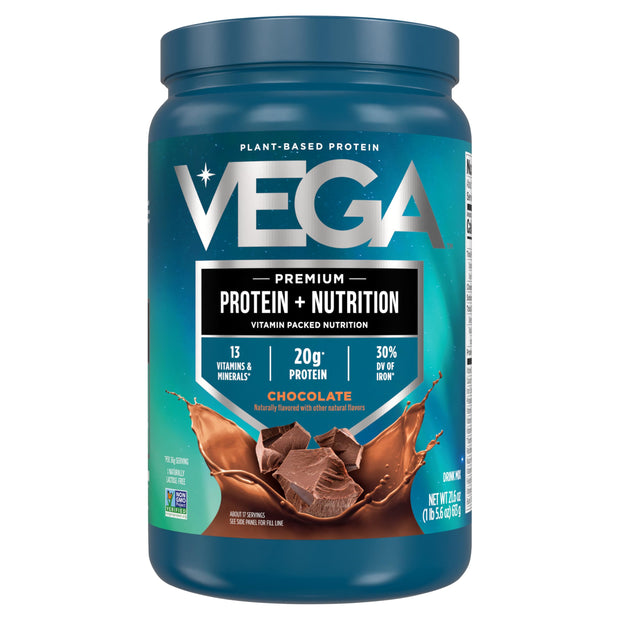 Vega Original Essential Protein - 25g Plant-Based Protein, Creamy Chocolate, 20 Servings, Vegan Non-GMO Drink Mix, Smoothie & Shake Ready, Gluten Free, Dairy Free, 32.5oz (Packaging May Vary)