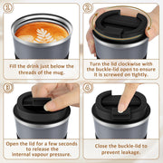 KETIEE Travel Coffee Mug Spill Proof 12oz, Insulated Reusable Coffee Cups with Seal Lid, Vacuum Stainless Steel Travel Mug to Go Car Tumbler for Hot/Ice Drinks (Grey)