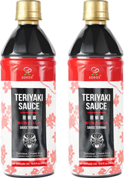 Soeos Teriyaki Marinade and Sauce, 16.9 Fl Oz (500 ml), Sweet and Savory Flavor, Perfect for Stir-Fry, Barbecue, Marinating, Versatile Sauce for Meat, Salmon, Noodle and Vegetable, Easy to Pour Out