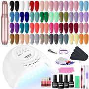 JODSONE 36 Pieces Gel Nail Polish Set U V Light Nail Drill Beginner Set Glossy Surface Easy To Apply Matte Texture All-In-One Manicure Kit