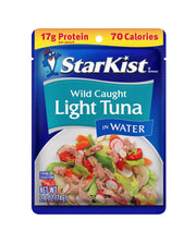 StarKist Chunk Light Tuna in Water, 2.6 oz Pouch (10 Pack) Ready to Eat Wild Caught Tuna, 17g Protein, 70 Calories Per Serving, Gluten Free, Soy Free, Kosher, Perfect for Salads, Keto Meals and Snacks