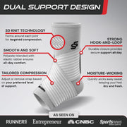 Sleeve Stars Ankle Brace for Women & Men, Ankle Wrap for Sprain, Compression Sleeve for Plantar Fasciitis Relief, Easy Customizable Support: w/ Removable Strap (Single/M:10"-12"/Black)