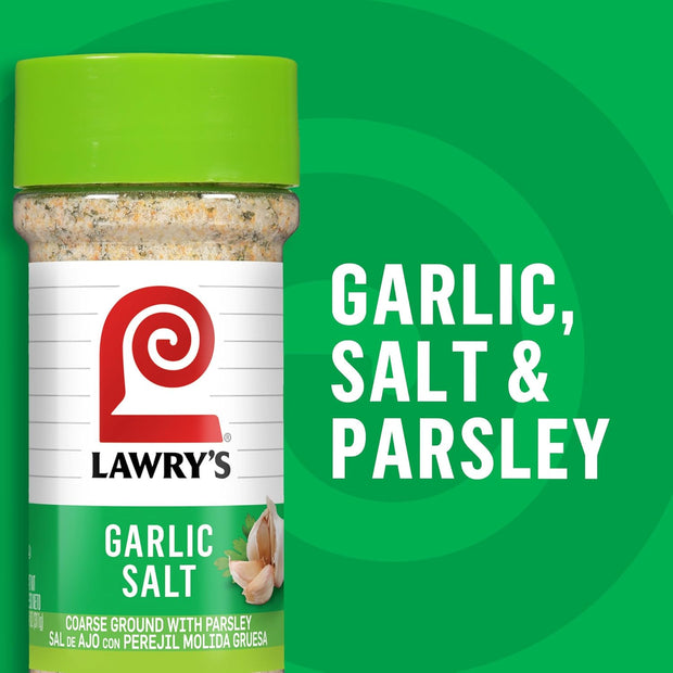 Lawry’s Garlic Salt, Coarse Ground with Parsley, No MSG Added, Kosher Certified, Flavorful Salt for Chicken, Pork & Steak, 11 oz
