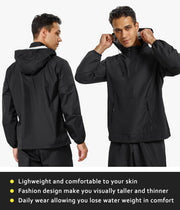 Junlan Sauna Jacket for Men Sweat Jacket Zipper Hoodie Sauna Suit for Workout