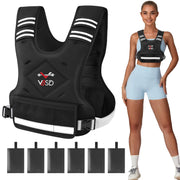 VBSD Adjustable Weighted Vest for Women Men 4-10lb/11-20lb/20-32lb Vest with 6 Ironsand Weights Body Weight Vest with Reflective Strip for Running Walking Strength Training Workouts