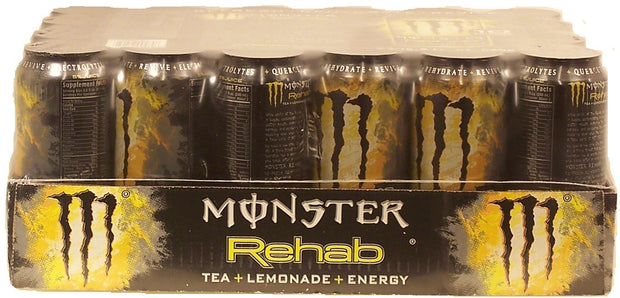Monster Energy Rehab Tea + Lemonade + Energy, Energy Iced Tea, Energy Drink 15.5 Ounce (Pack of 15)