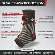 Sleeve Stars Ankle Brace for Women & Men, Ankle Wrap for Sprain, Compression Sleeve for Plantar Fasciitis Relief, Easy Customizable Support: w/ Removable Strap (Single/M:10"-12"/Black)