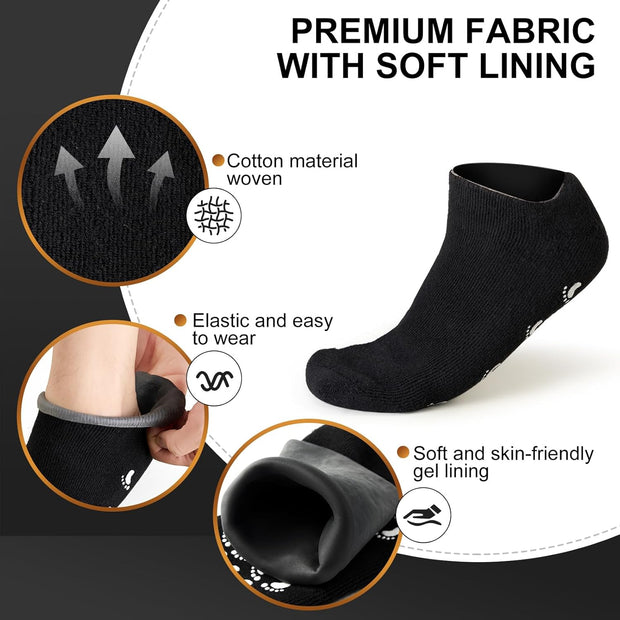 MoyRetty Moisturizing Silicone Socks for Men - Large Size, Ultimate Aloe-Infused Gel for Home Use - Say Goodbye to Dry Cracked Feet Black