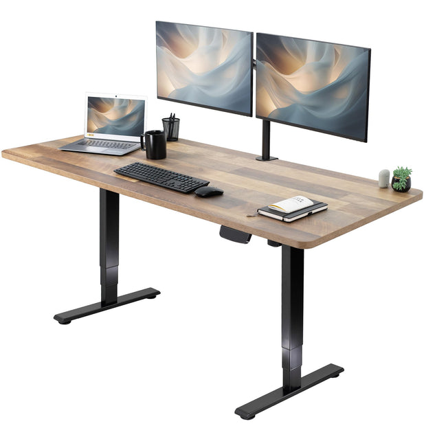 VIVO Electric 63 x 32 in Standing Desk, Memory Height Adjustment, 176 lb Frame Support, 2E Series, Black Top Black Frame, DESK-KIT-2E1B