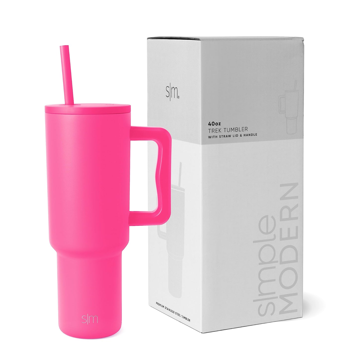 Simple Modern 40 oz Trek Tumbler with Handle and Straw Lid | Cup Holder Friendly Insulated Stainless Steel Travel Mug | Blue Dune