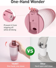 TOURIT 16 oz Travel Coffee Mug, Insulated Stainless Steel Travel Mug with Lid, Leak-Proof Double-Wall Vacuum Tumbler, Reusable Coffee Cup - Rose