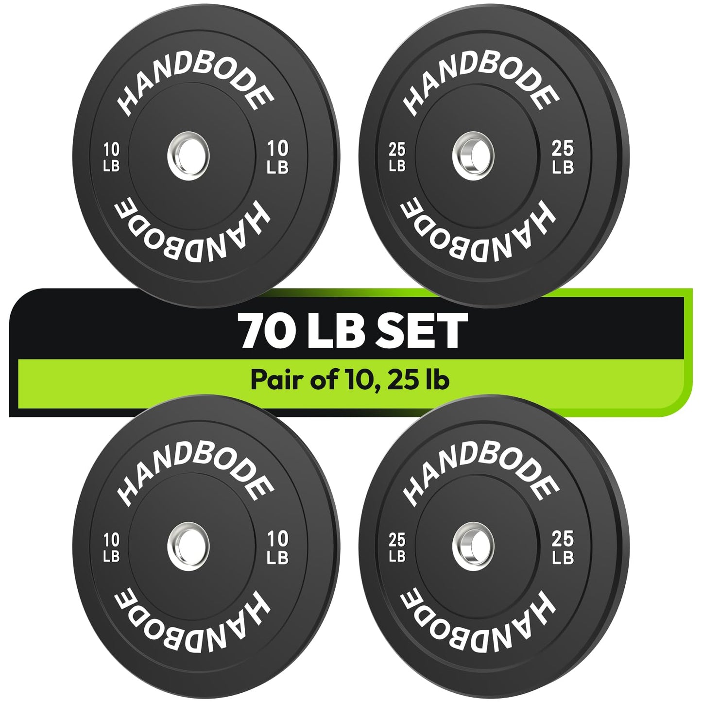Bumper Plates 2 - Inch Olympic Weight Plate Set for Barbell, 10-55 lb Rubber Weights Sets for Home Gym, Strength Training Plate, Weight Lifting, Black