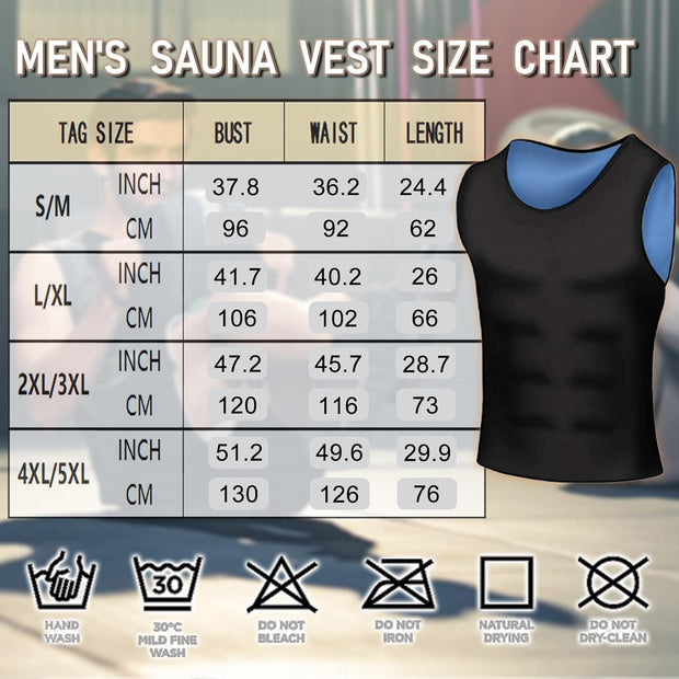 Sauna Vest for Men Waist Trainer,Sleeveless Sauna Suit for Men Weight Loss,Sauna Shirt for Men Compression Tank Top